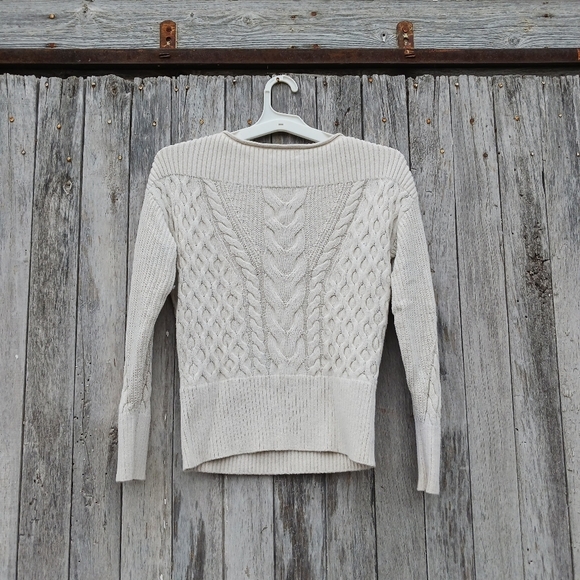 Banana Republic Womens Size XS Cotton Cable Knit Sweater Cream - Picture 5 of 5